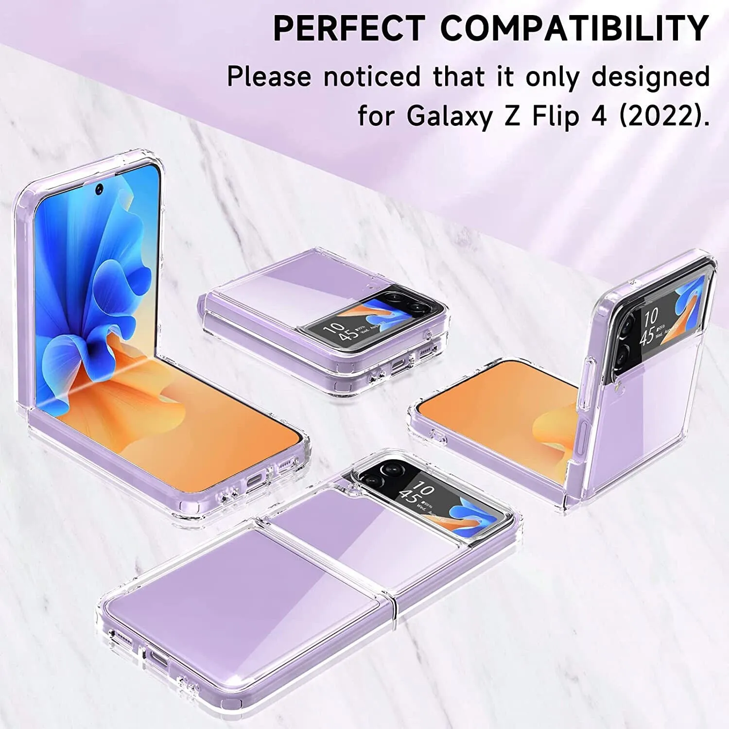 Samsung Galaxy Z Flip 4 Case Clear Slim Shockproof Hard Cover