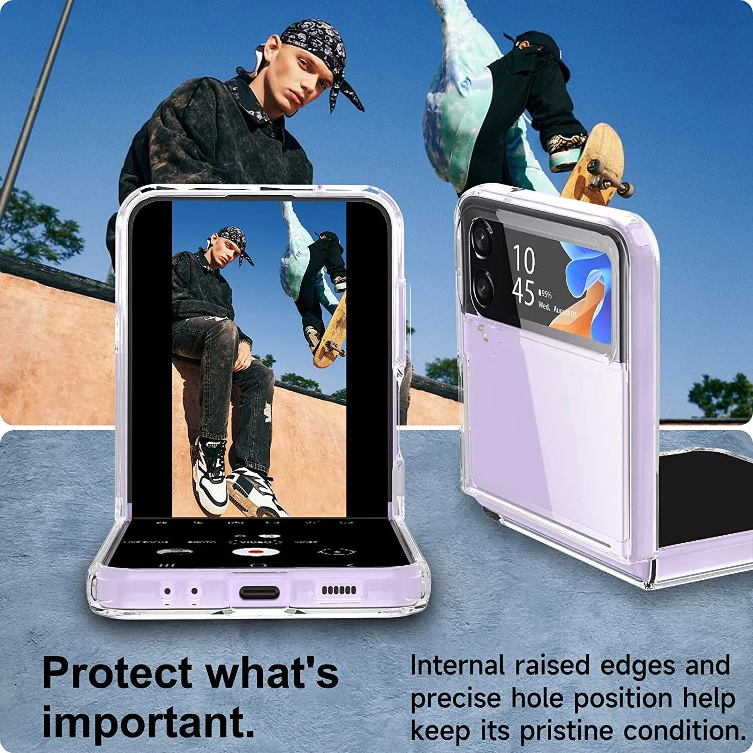 Samsung Galaxy Z Flip 4 Case Clear Slim Shockproof Hard Cover