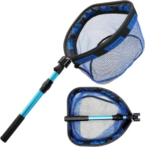 SAN LIKE Floating Fishing Net Collapsible Fishing Nets for Fish Fishing Landing Net with Telescopic Pole Rubber Coated Landing Net for Freshwater Saltwater Foldable Release Salmon Catfish Bass Trout