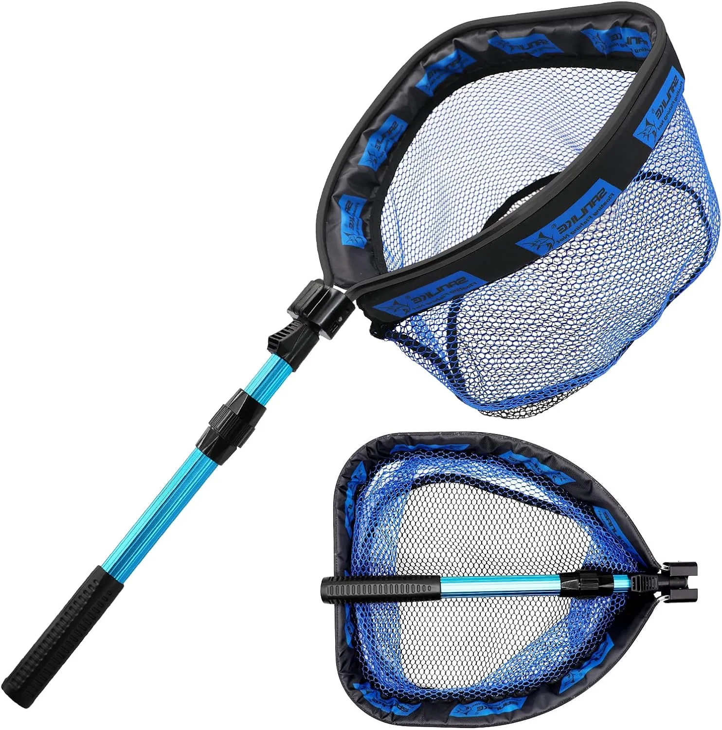SAN LIKE Floating Fishing Net Collapsible Fishing Nets for Fish Fishing Landing Net with Telescopic Pole Rubber Coated Landing Net for Freshwater Saltwater Foldable Release Salmon Catfish Bass Trout