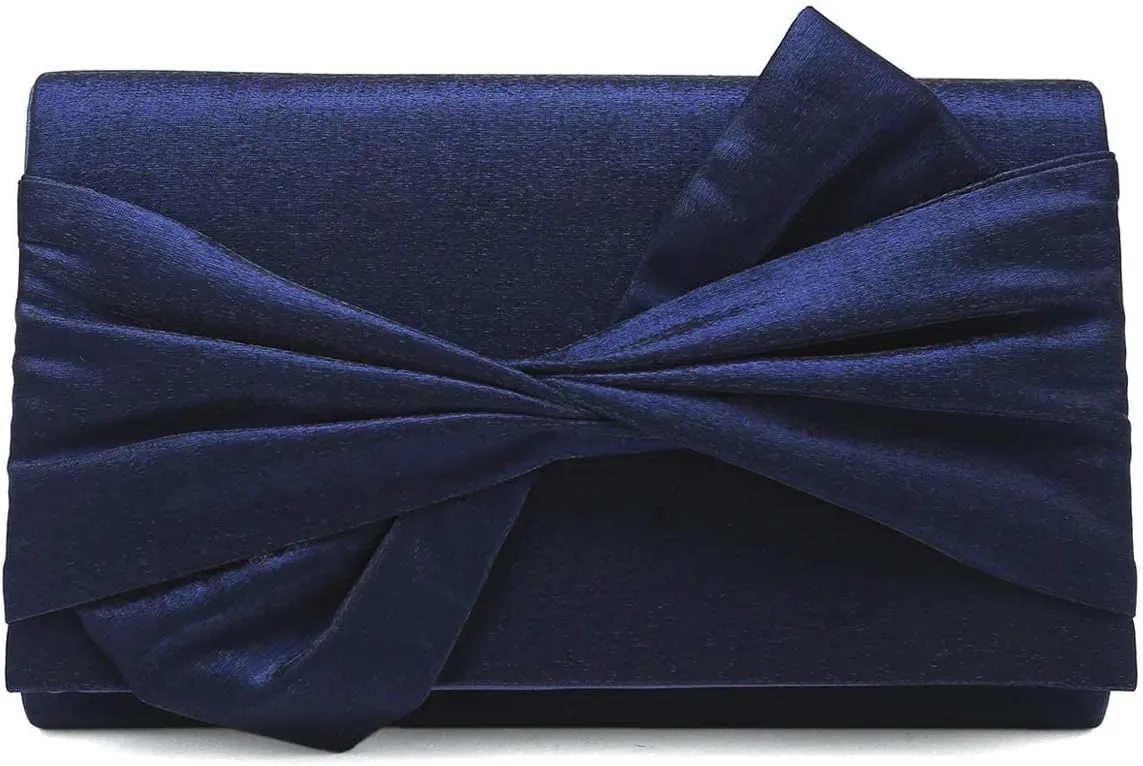 Satin Evening Bag Bow Flap Clutch Purse for Women Formal Party/Prom/Wedding…