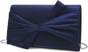 Satin Evening Bag Bow Flap Clutch Purse for Women Formal Party/Prom/Wedding…