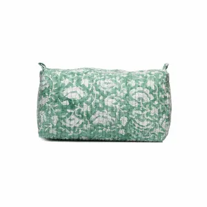 SEA GREEN HYDRA QUILTED TOILETRY POUCH