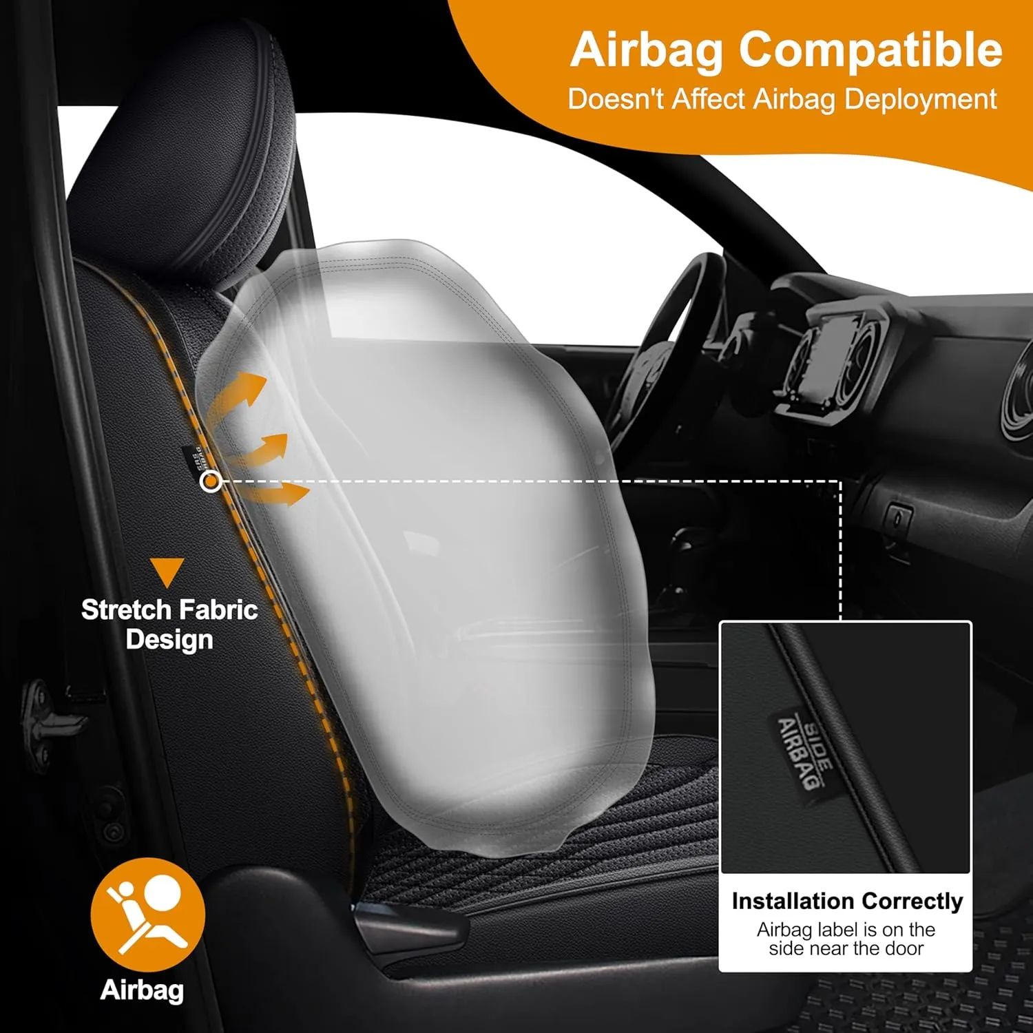Seat Covers Fit for Tacoma : 2024 2025 - Full Set Car Seat Covers Custom Fit Toyota Tacoma Truck Pickup Double/Crew Cab SR SR5 TRD Sport TRD Off-Road PreRunner Trims(5 Seats, Black)