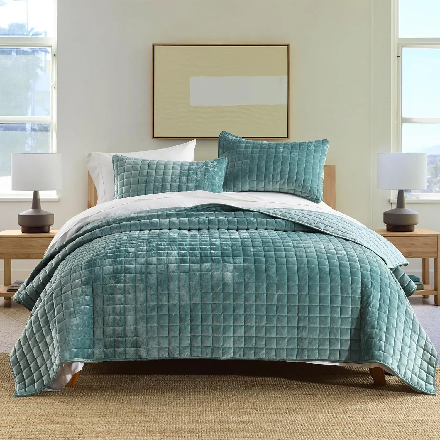 Secgo King Comforter Set for Bed - Velvet Quilts King Size, Black Bedspreads (98 * 106 Inch) with 2 Pillow Shams, Patchwork Reversible Lightweight Bedding