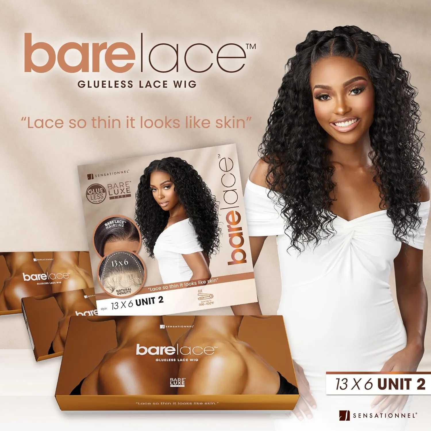 Sensationnel Bare Lace 13X6 Wigs - Unit 2 Lacefrontal Glueless Synthetic 180 Degree Preplucked Hairline (SH/BERRY)