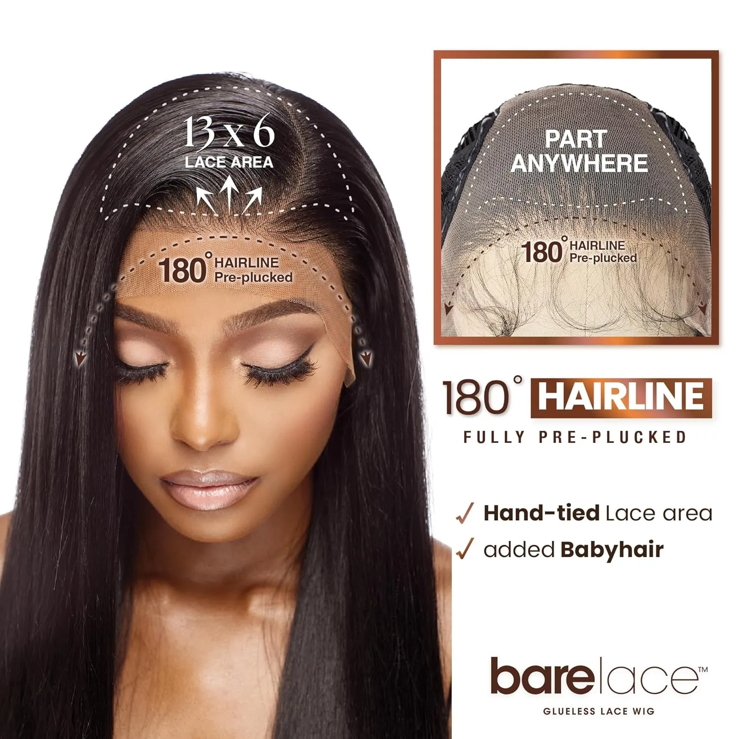 Sensationnel Bare Lace 13X6 Wigs - Unit 3 Lacefrontal Glueless Synthetic 180 Degree Preplucked Hairline (1 JETBLACK)