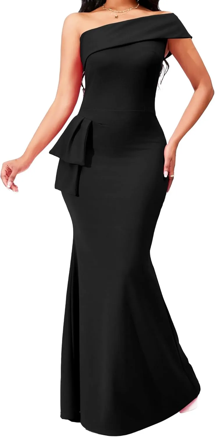 sexycherry Formal Dresses for Women Cocktail Sexy Off Shoulder Floor Length Long Evening Party Dress with Zipper