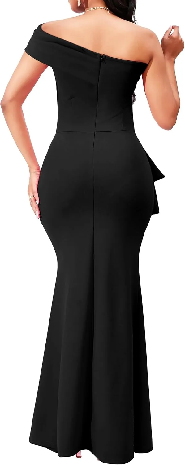 sexycherry Formal Dresses for Women Cocktail Sexy Off Shoulder Floor Length Long Evening Party Dress with Zipper