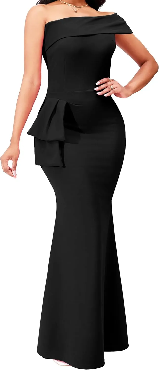 sexycherry Formal Dresses for Women Cocktail Sexy Off Shoulder Floor Length Long Evening Party Dress with Zipper