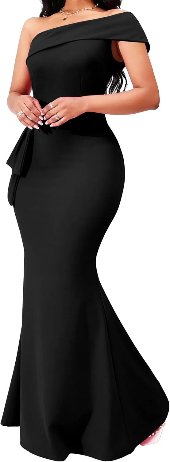 sexycherry Formal Dresses for Women Cocktail Sexy Off Shoulder Floor Length Long Evening Party Dress with Zipper