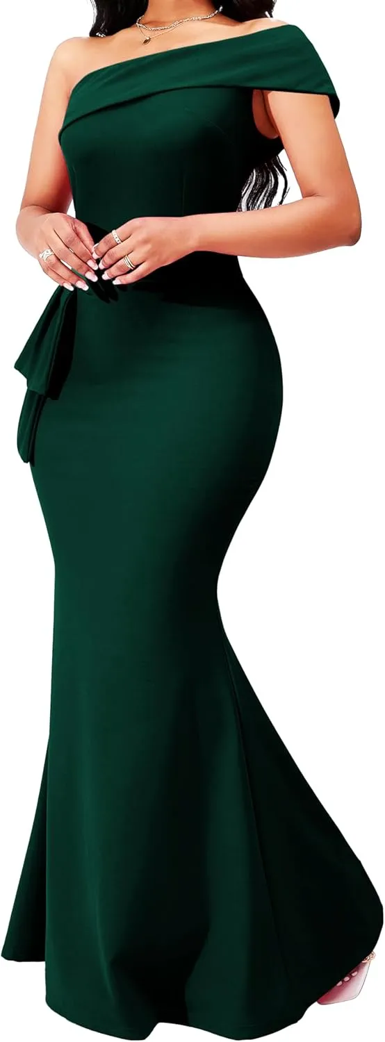 sexycherry Formal Dresses for Women Cocktail Sexy Off Shoulder Floor Length Long Evening Party Dress with Zipper