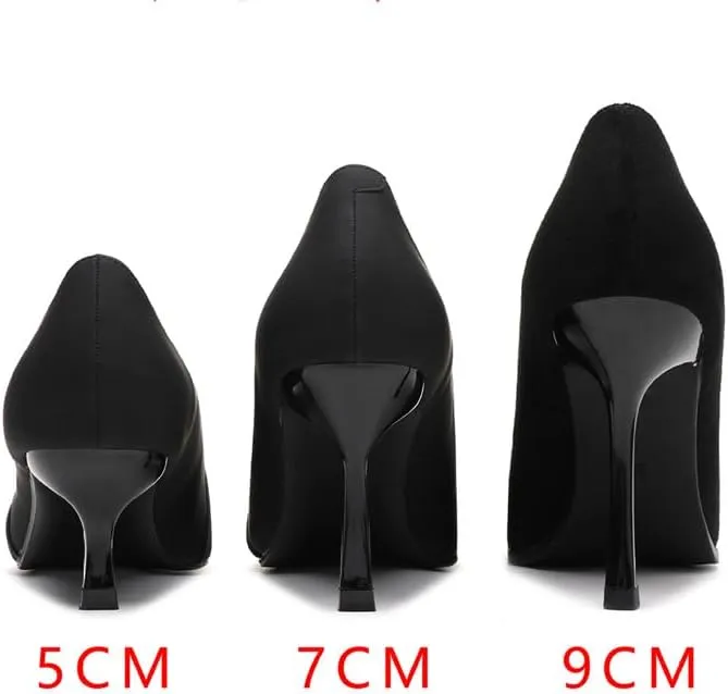 Sharp Head Chunky Hollow High Heels with Sweet Satin Pearl Buckle with 7cm/2.76in High Heel Shoes