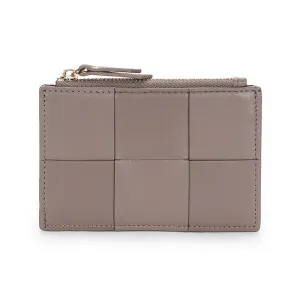 Sheep Leather Woven Slim Wallet Purse