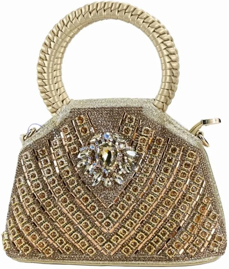 Shimmering Crystal Evening Banquet High Heel Pumps Italian Leather Clutch Bag Set