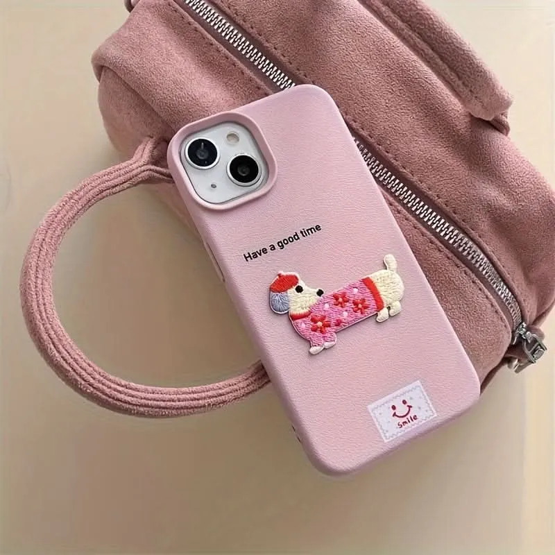Shockproof Faux Leather Dog Phone Case
