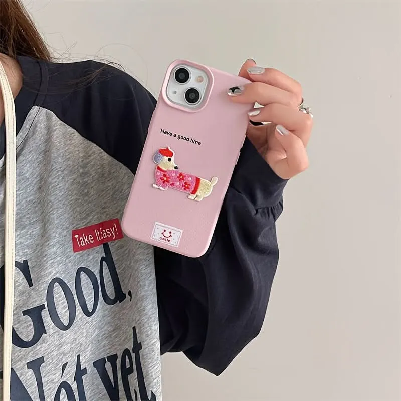 Shockproof Faux Leather Dog Phone Case