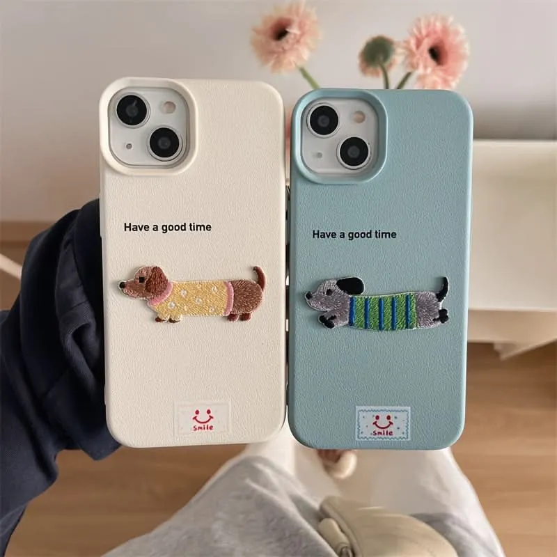 Shockproof Faux Leather Dog Phone Case