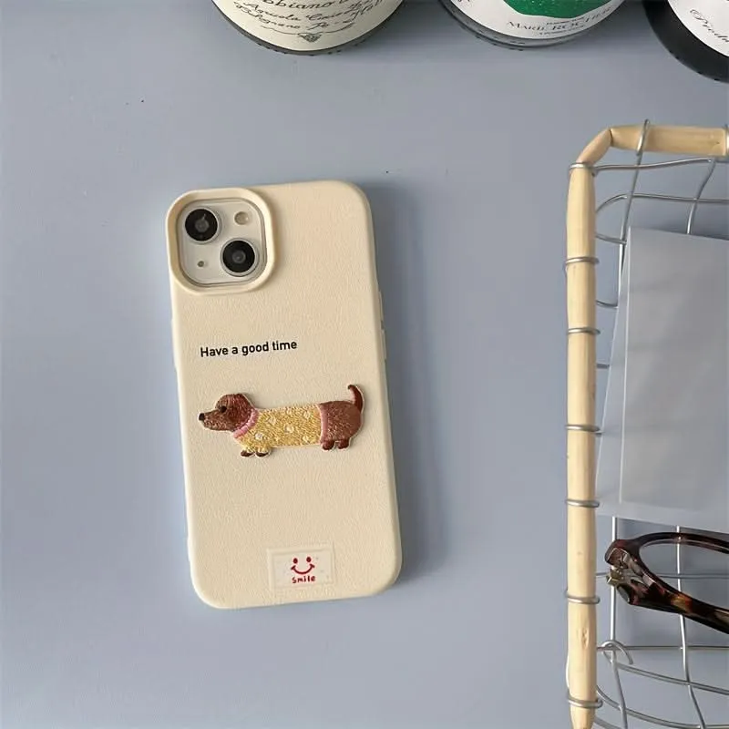 Shockproof Faux Leather Dog Phone Case