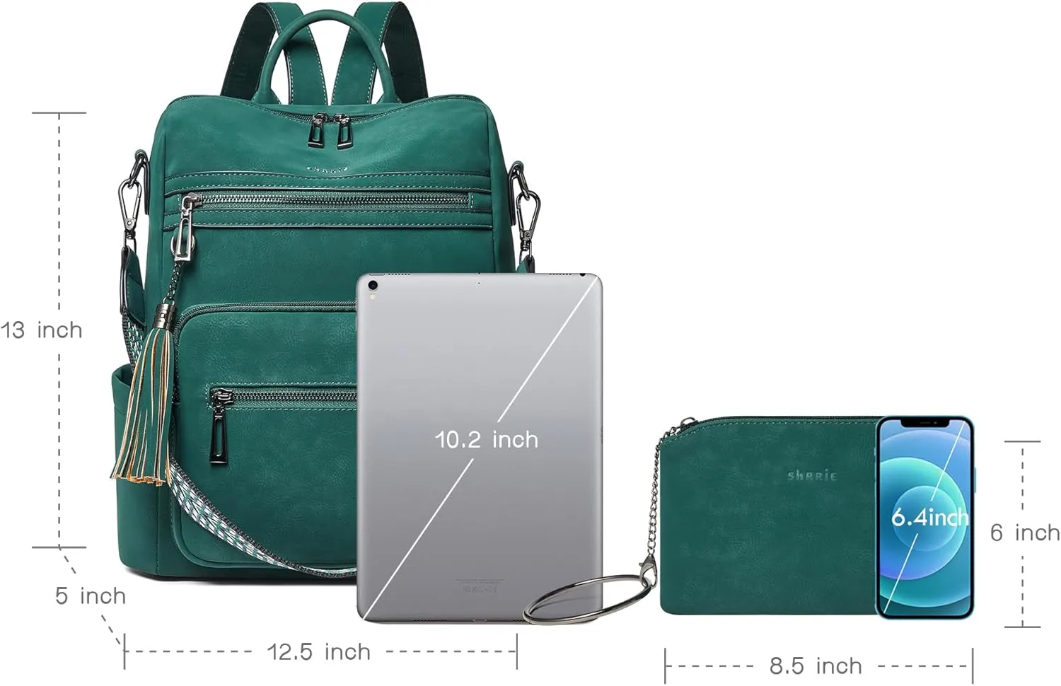 Shrrie Backpack Purse for Women Leather Fashion Designer Travel Backpack Convertible Shoulder Satchel Bag for College Work