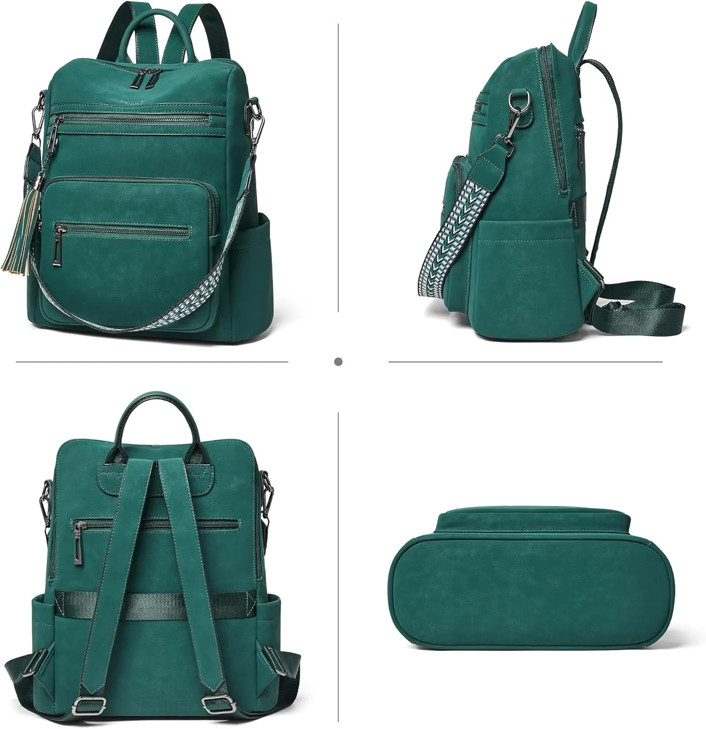 Shrrie Backpack Purse for Women Leather Fashion Designer Travel Backpack Convertible Shoulder Satchel Bag for College Work