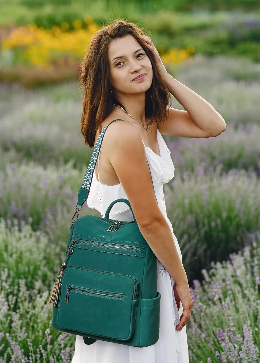 Shrrie Backpack Purse for Women Leather Fashion Designer Travel Backpack Convertible Shoulder Satchel Bag for College Work