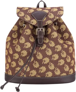 Signare Tapestry Fashion Backpack Rucksack for Women with Jane Austen Brown Oak Design (RUCK-JANE)