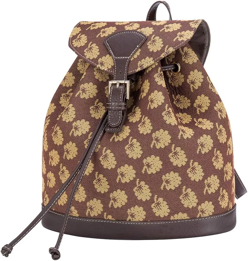 Signare Tapestry Fashion Backpack Rucksack for Women with Jane Austen Brown Oak Design (RUCK-JANE)