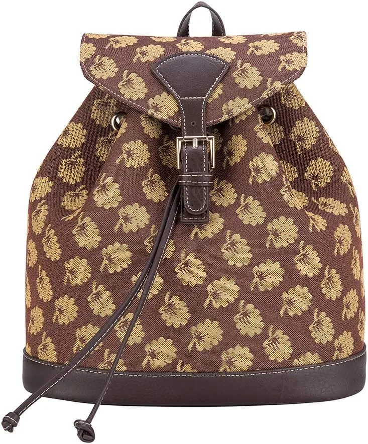 Signare Tapestry Fashion Backpack Rucksack for Women with Jane Austen Brown Oak Design (RUCK-JANE)