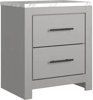 Signature Design by Ashley Cottonburg Contemporary 2 Drawer Nightstand, 24.72" Tall, Light Gray/White