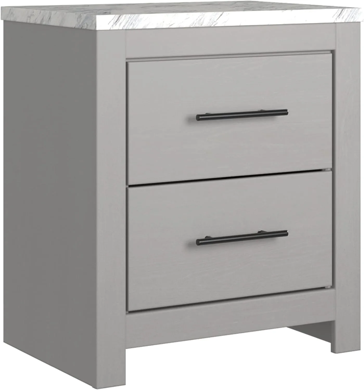 Signature Design by Ashley Cottonburg Contemporary 2 Drawer Nightstand, 24.72" Tall, Light Gray/White