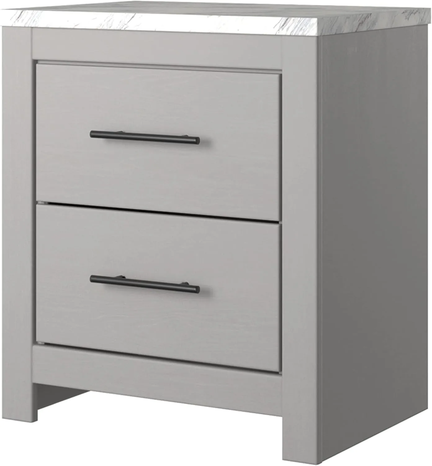 Signature Design by Ashley Cottonburg Contemporary 2 Drawer Nightstand, 24.72" Tall, Light Gray/White