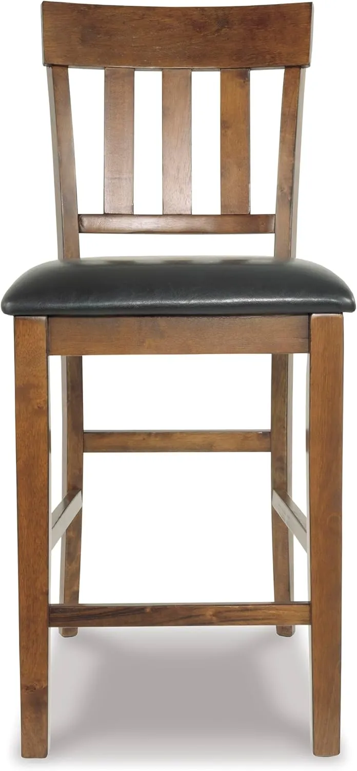 Signature Design by Ashley Ralene Traditional 26" Counter Height Faux Leather Seat Barstool, 2 Count, Brown
