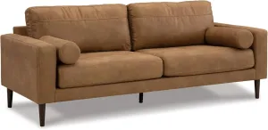 Signature Design by Ashley Telora Modern Faux Leather Sofa with 2 Bolster Pillows, Dark Brown