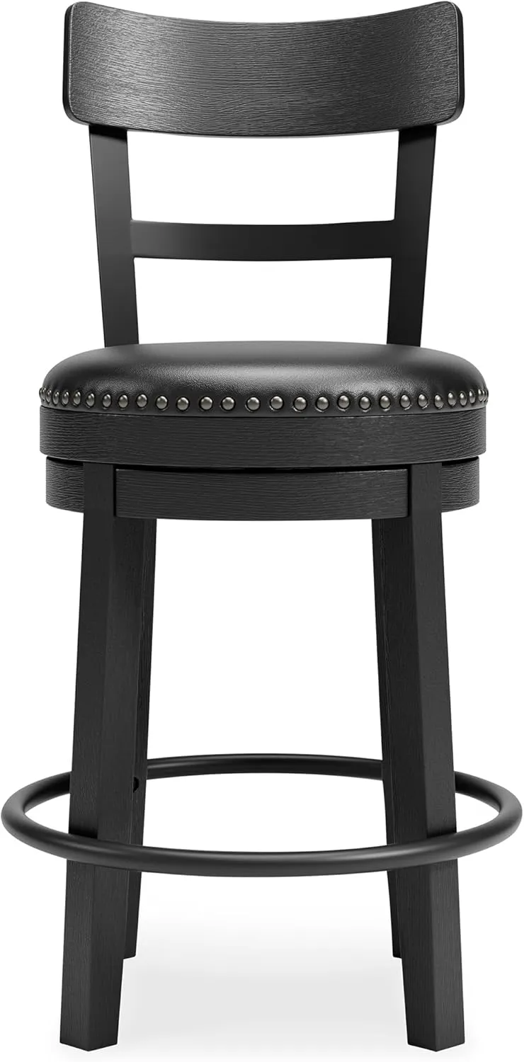 Signature Design by Ashley Valebeck Faux Leather Pub Height Swivel Barstool, 24.38' Seat Height, Black