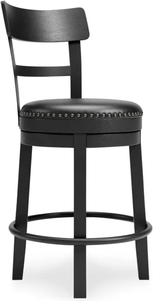 Signature Design by Ashley Valebeck Faux Leather Pub Height Swivel Barstool, 24.38' Seat Height, Black