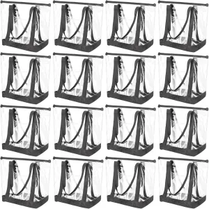 Silkfly 16 Pieces Clear Tote Bags Bulk, PVC Shoulder Handbag, Security Approved See Through Bag with Zipper Closure for Work