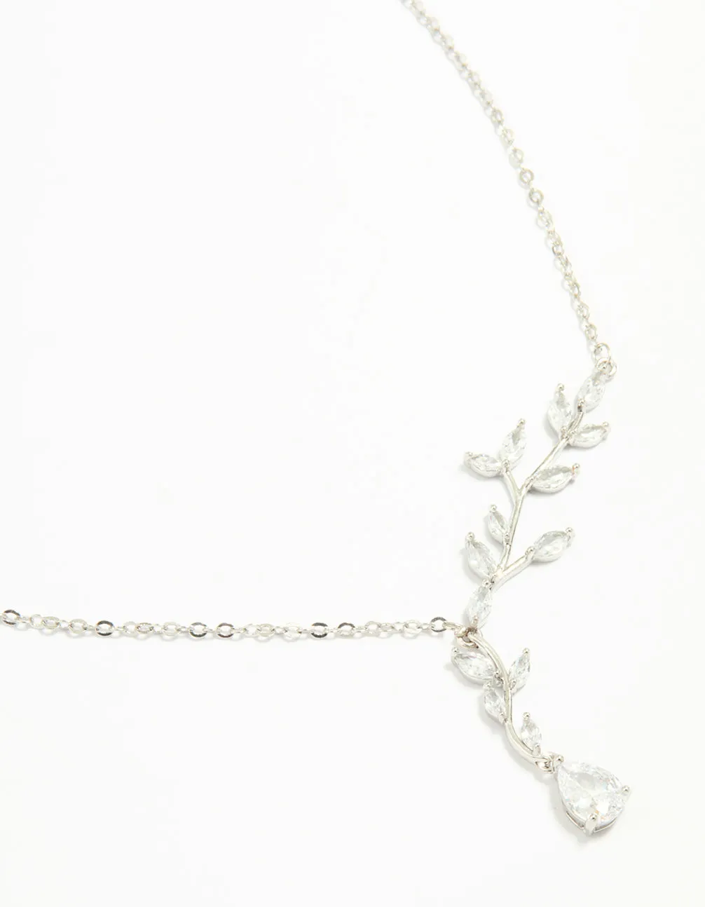 Silver Cubic Zirconia Vine Pear Necklace