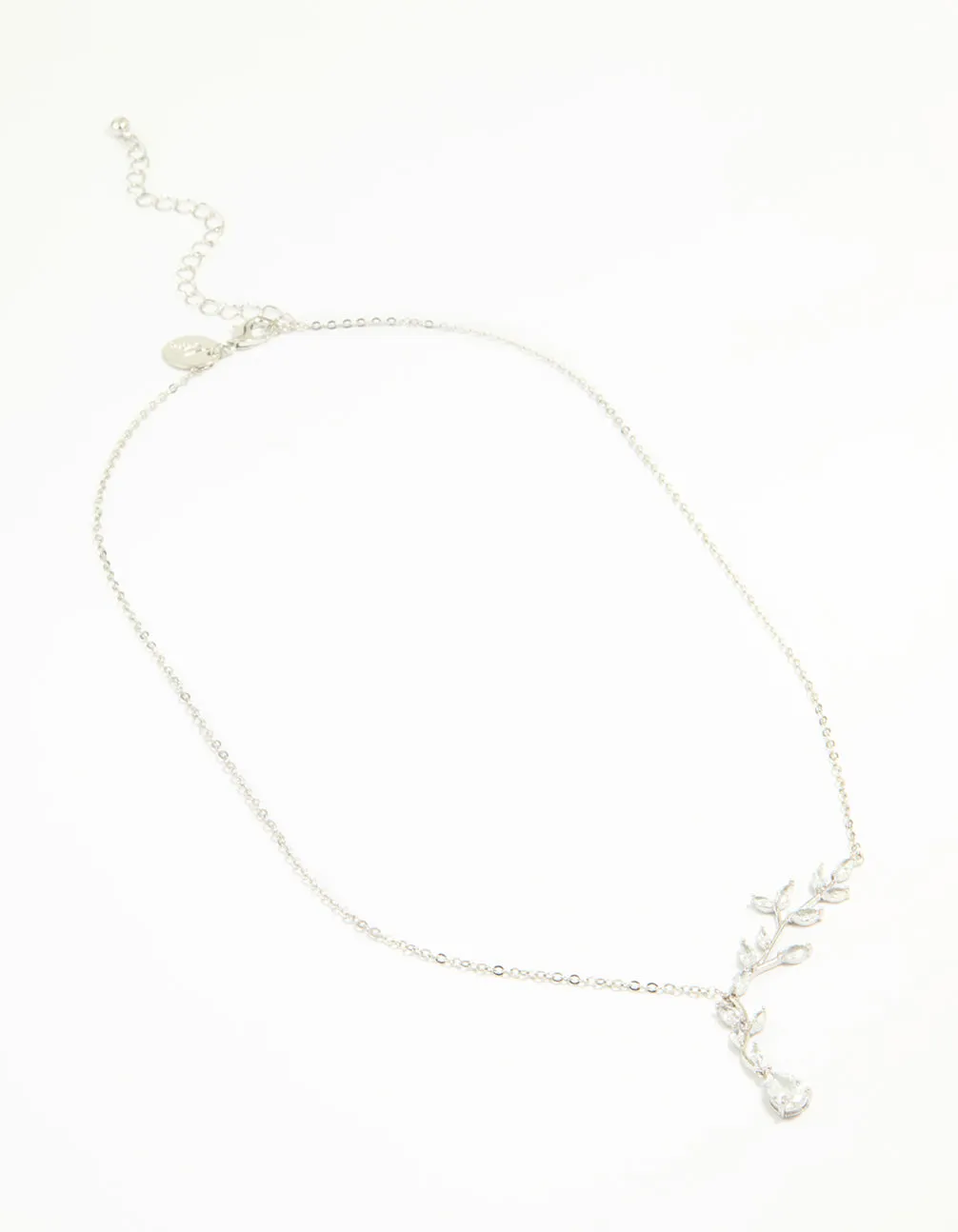 Silver Cubic Zirconia Vine Pear Necklace