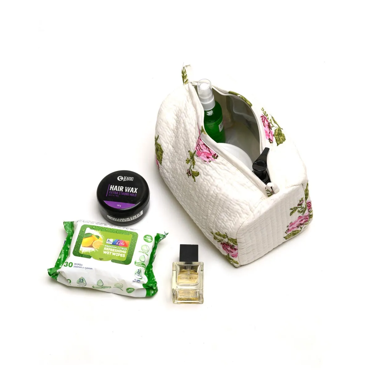 SINGLE RUSSIAN ROSE QUILTED TOILETRY POUCH