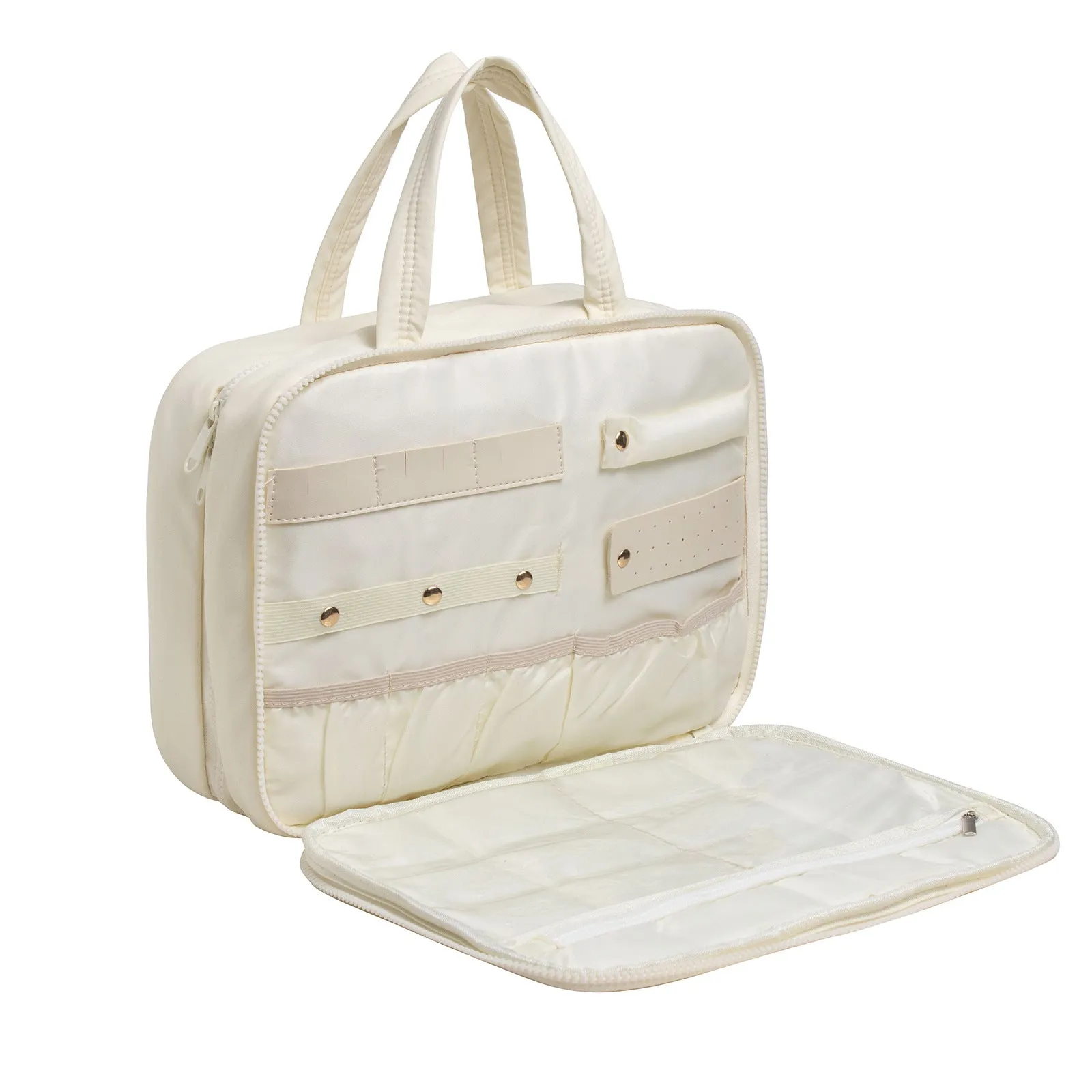 Size L Black Quilted Hanging Toiletry Bag with Jewelry Organizer - Travel Cosmetic Case(31*12*23)