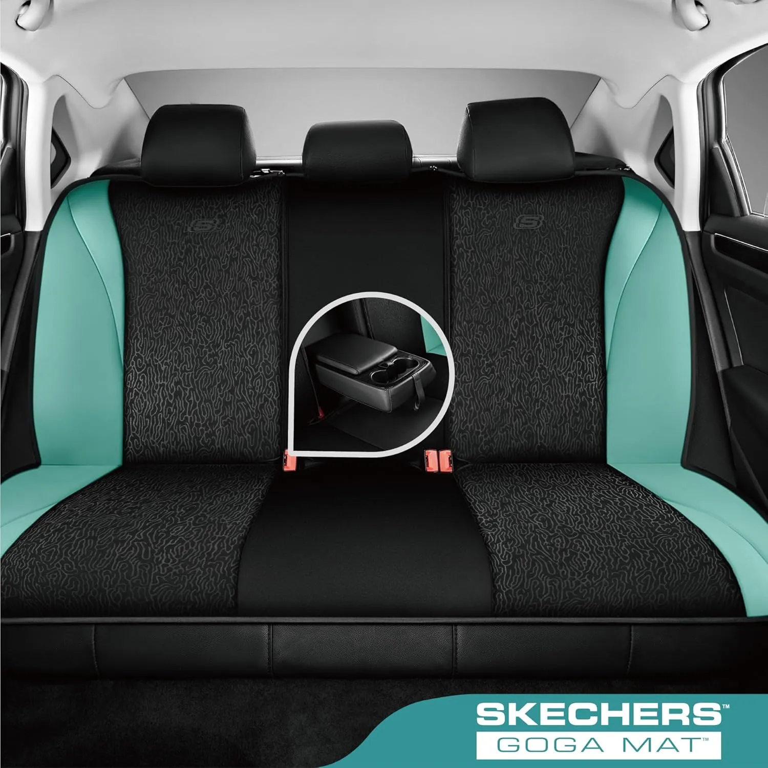 Skechers Car Seat Covers,Leather Seat Covers with GOGA Mat Technology,Waterproof Car Seat Covers Full Sets,Airbag Compatible,Comfort Universal Fit for Most Cars,Vans,Trucks,SUVs,Mint