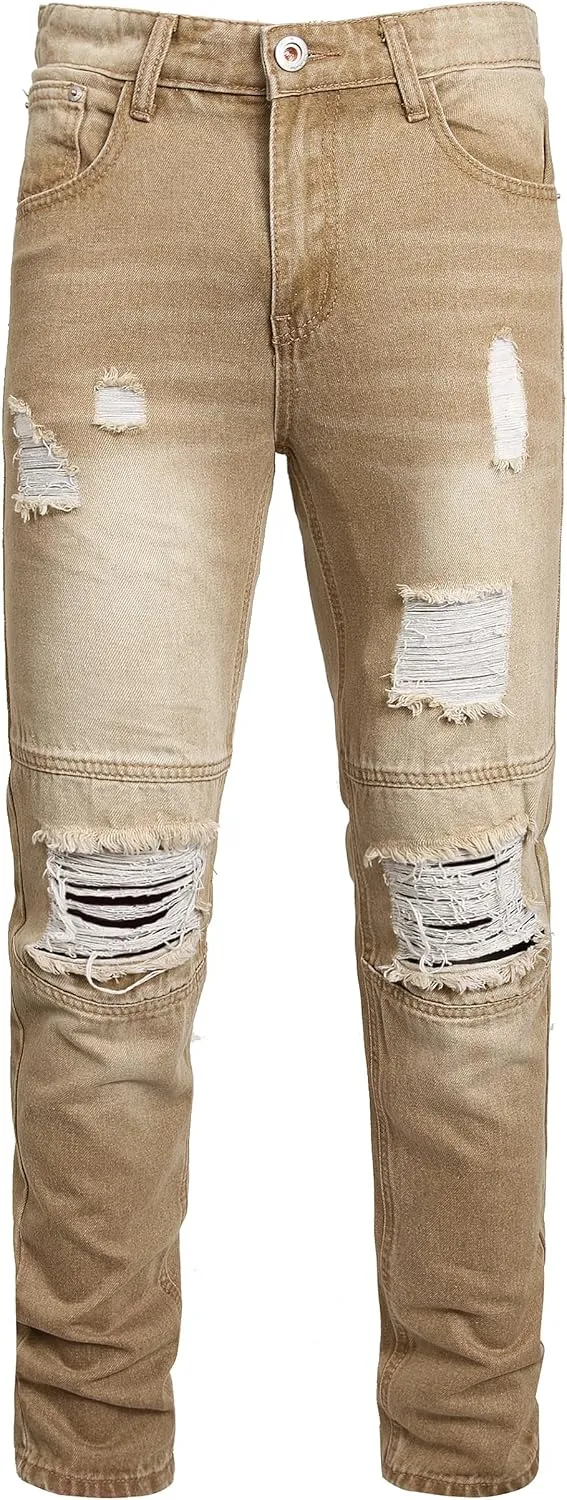 Slim Fit Men's Jeans, Ripped Stretch Jeans Denim Pants