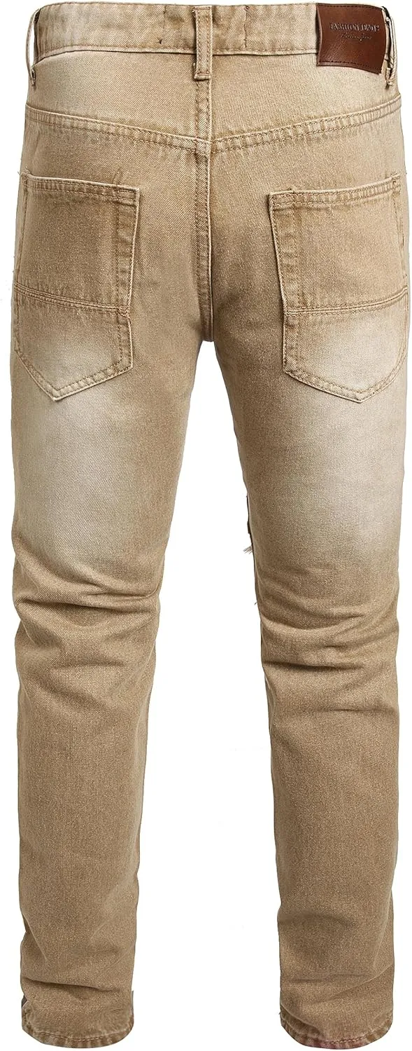 Slim Fit Men's Jeans, Ripped Stretch Jeans Denim Pants