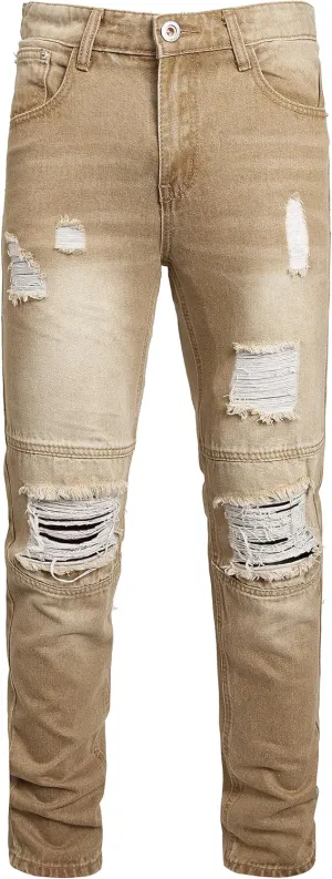 Slim Fit Men's Jeans, Ripped Stretch Jeans Denim Pants