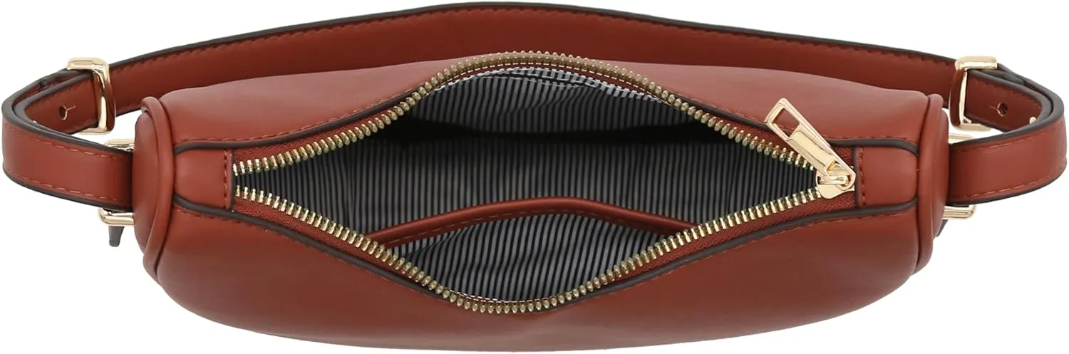 Small Crescent Smooth Faux Leather Underarm Shoulder Bag