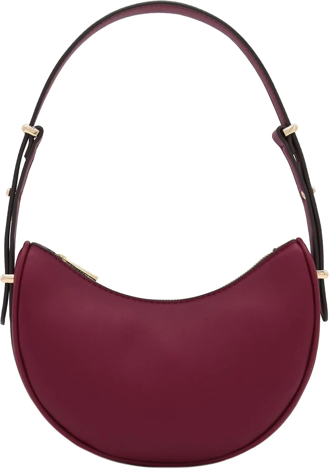 Small Crescent Smooth Faux Leather Underarm Shoulder Bag