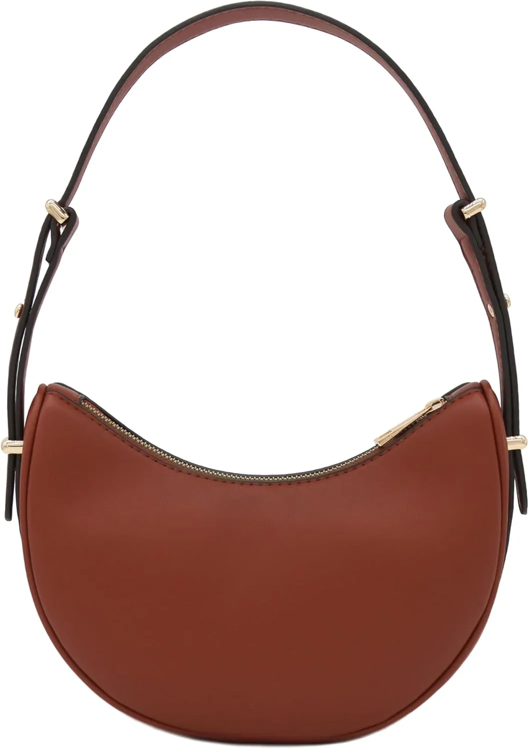 Small Crescent Smooth Faux Leather Underarm Shoulder Bag