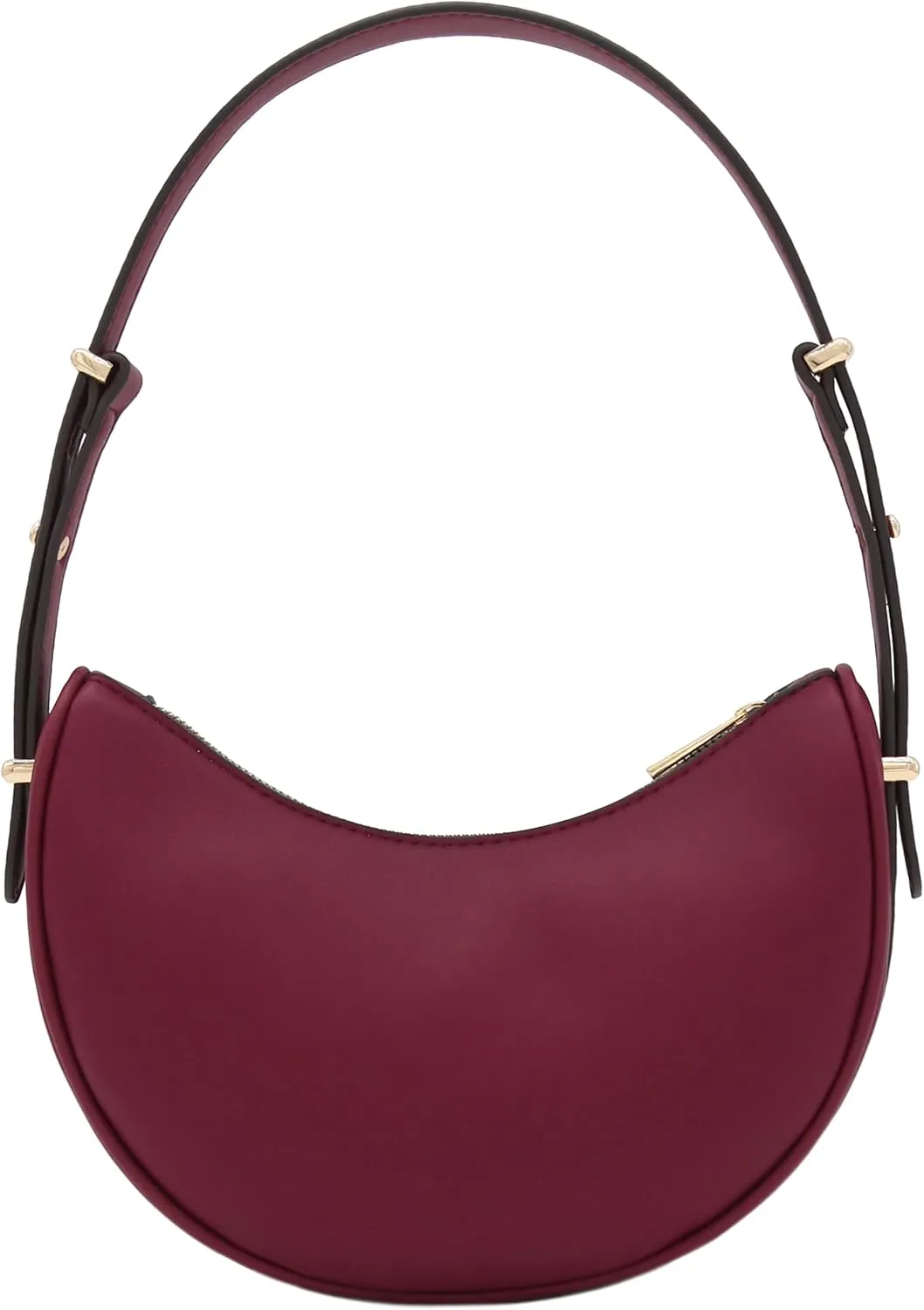 Small Crescent Smooth Faux Leather Underarm Shoulder Bag