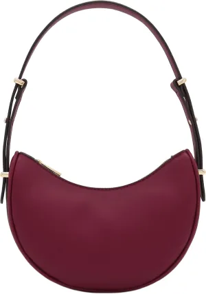 Small Crescent Smooth Faux Leather Underarm Shoulder Bag